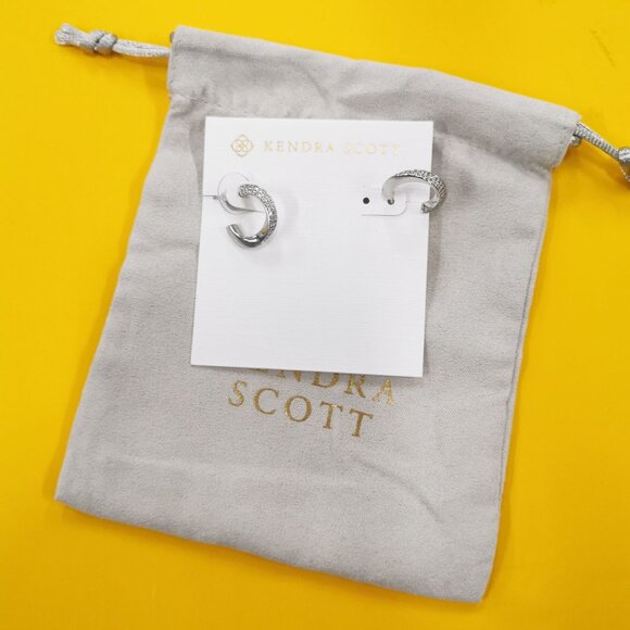 Kendra Scott Ella Silver White Crystal Earrings - Picture 4 of 4